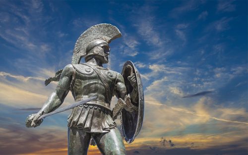 statue of king leonidas at thermopylae greece