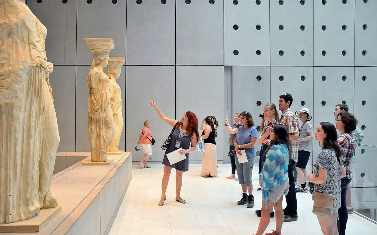 tourists in the museum of acropolis